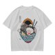 Oversized T-Shirt With Chubby Cat In Ramen Bowl Print