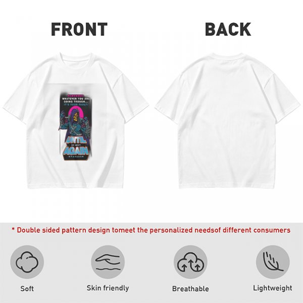 Olive graphic t-shirt with villain character and humorous text print