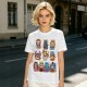 Olive T-Shirt With Cute Anime Cat Character Print