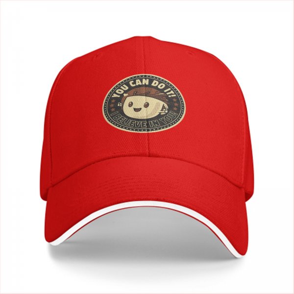 Black baseball cap with 'You Can Do It! I Believe In You!' motivational graphic