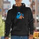 Black hoodie with Cookie Monster covering gingerbread man’s eyes graphic