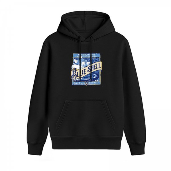 Black Hoodie With Blue Shell Brewing Co Graphic Print