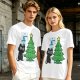 Olive Christmas Cat T-Shirt with Jingle All The Way Print