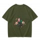 Olive T-Shirt With Whimsical Space Themed Cartoon Print