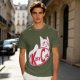 Olive green t-shirt with Kitty Cat graphic print