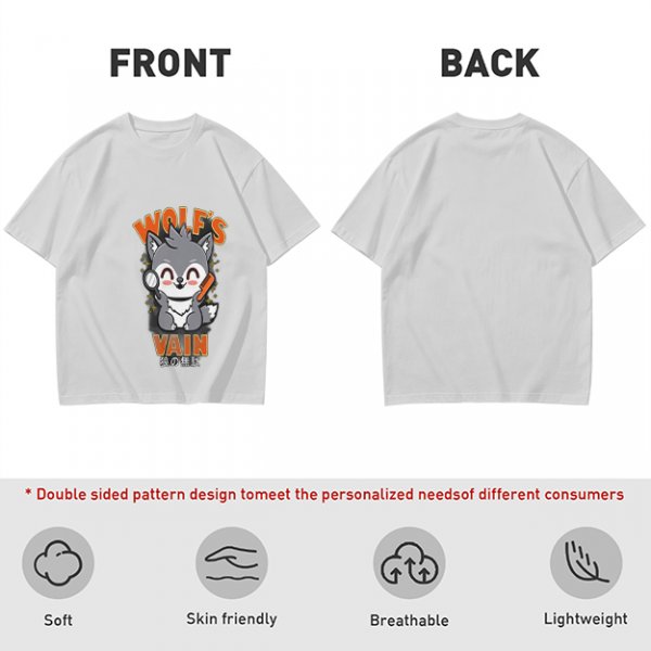 Olive t-shirt with cute wolf vanity graphic and playful text