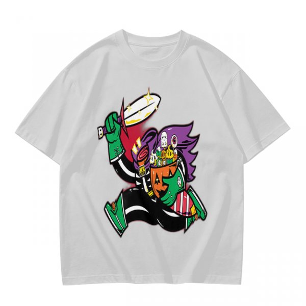 Olive T-shirt with Halloween Jack-o'-lantern Warrior Graphic