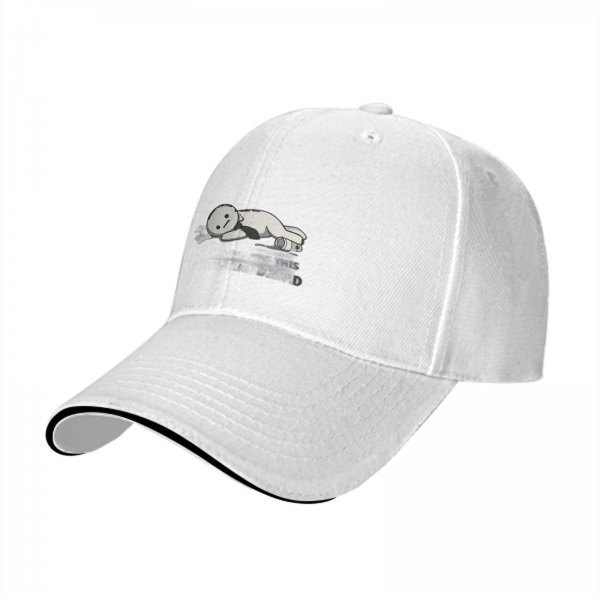Black Baseball Cap With Tired Lying Cartoon Character Print