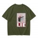 Olive Graphic T-Shirt With Cake Slice And 'LIE' Print