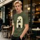 Olive T-Shirt With Ghost Holding Black Cat Graphic