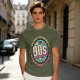 Olive green graphic t-shirt with 90s nostalgic print
