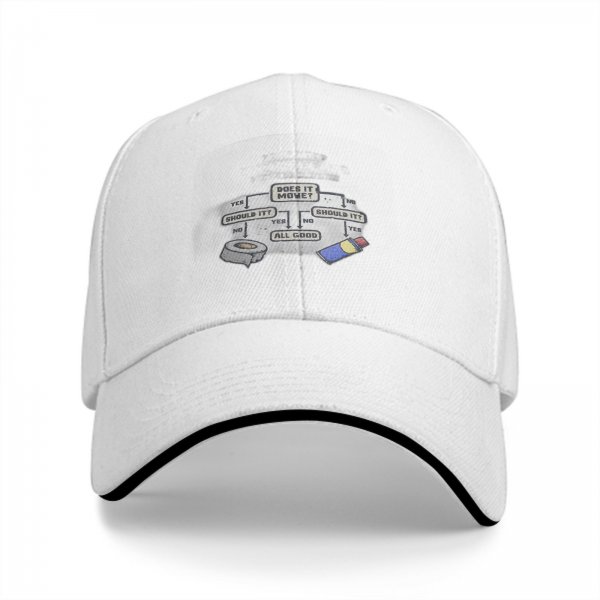 Funny Baseball Cap With Meme Flowchart Design Featuring Tape And Duct Tape