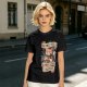 Olive t-shirt with a cat wizard making coffee disappear magic trick print