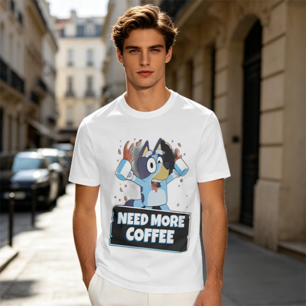 Bluey Character 'Need More Coffee' Graphic T-Shirt