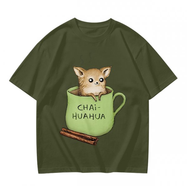 Chihuahua in tea cup chai huahua graphic t-shirt