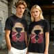 Olive T-shirt with Glitch Art Monkey D Luffy Straw Hat Print