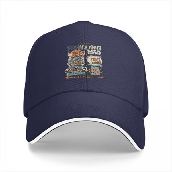 Black baseball cap with Howling Mad Tiki Lounge graphic print