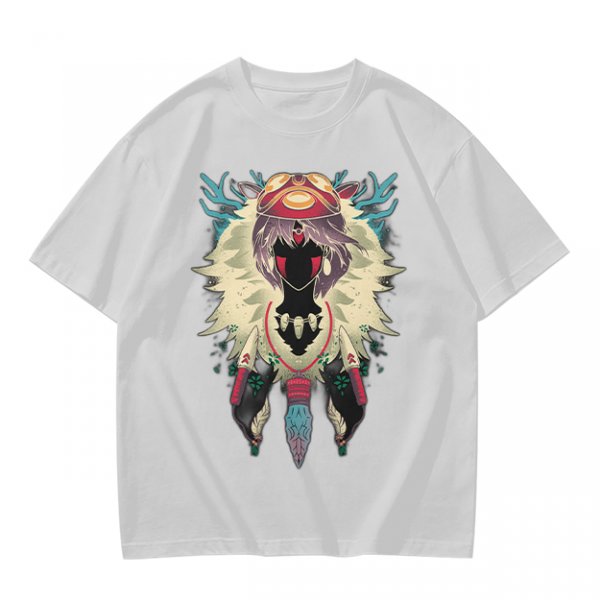 Olive Green T-Shirt With Fantasy Forest Spirit Graphic Print