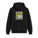 Black hoodie with Comic Cone Intercational cat graphic