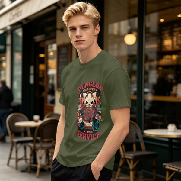 Dungeon Master At Your Service Cat Graphic T-Shirt