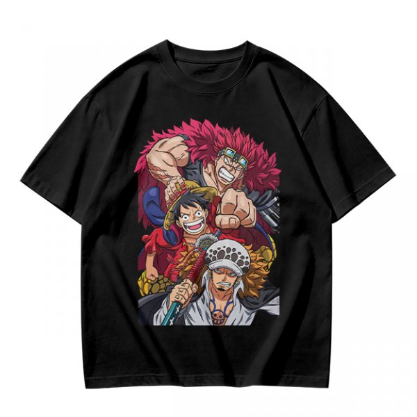 One Piece Straw Hat Luffy, Kid and Law Graphic Print T-Shirt