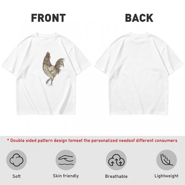 Olive Green T-Shirt With Vintage Rooster Graphic Print