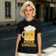 Olive Green T-Shirt With Cute Kawaii Beer Mug Free Chugs Print