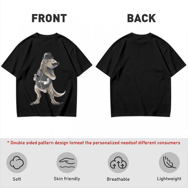 Olive T-Shirt with Gentleman T-Rex Dinosaur Print