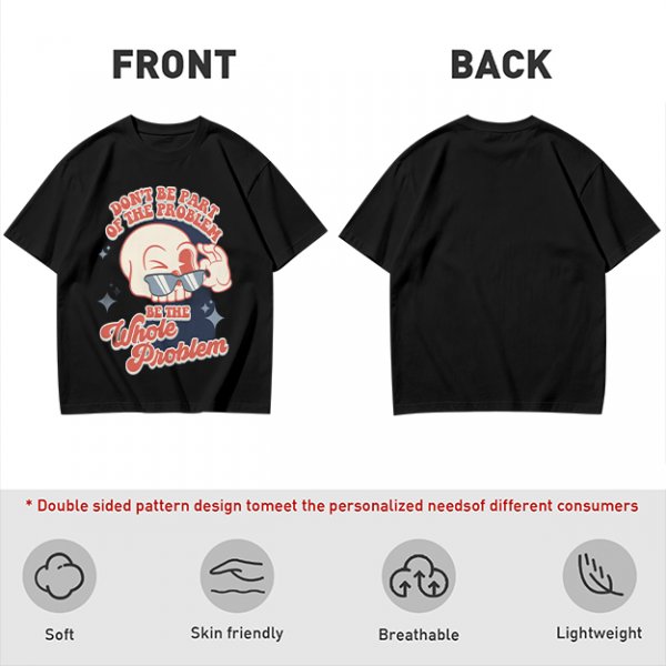Olive Graphic T-Shirt With Sarcastic Skull Problem Quote