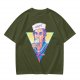 Olive T-Shirt with Steve Harrington Scoops Ahoy Ice Cream Graphic