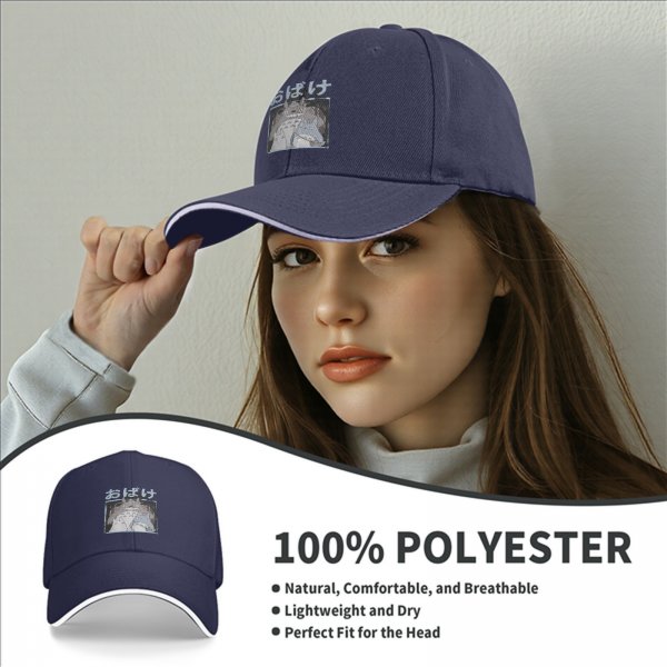 Black baseball cap with Totoro forest spirit graphic and Japanese text