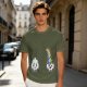 Oversized Olive T-Shirt With Sad Clouds And Rainbow Drip Graphic