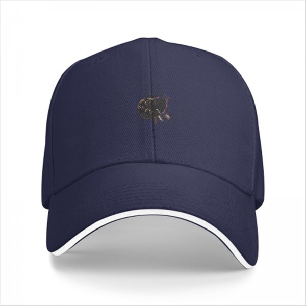 Black Baseball Cap With Subtle Dark Artwork Design