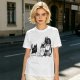 Olive Green T-Shirt With Playful Black Cat Graphic Print