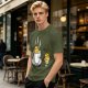 Olive T-Shirt With Funny Cookie In Coffee Cup Print