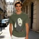 Olive T-shirt with Sad Sitting Panda Graphic Print