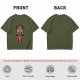 Olive T-Shirt with Tribal Warrior Mask and Horse Graphic Print