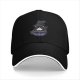 Black baseball cap with witch cat coffee cup 'I need coffee to focus' print