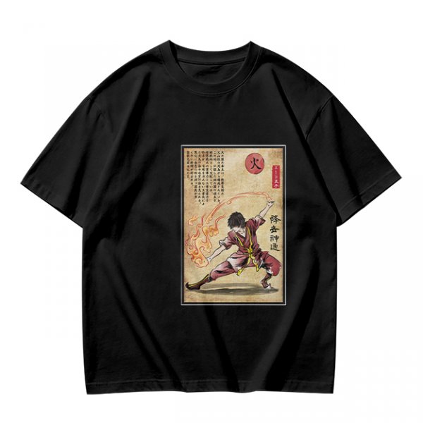 Olive t-shirt with firebender martial arts graphic print
