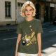 Olive T-shirt with Catbus and Soot Sprite Anime Print