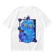 Olive T-Shirt With Cheshire Cat And Crow Graphic Print