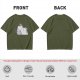 Olive green t-shirt with a chubby unicorn holding a steaming coffee cup