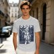 Olive t-shirt with stylized anime warrior graphic and Japanese text