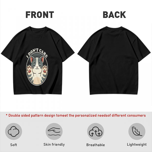 Olive T-shirt with I Don't Care Cat Graphic Print