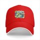 Black baseball cap with tiny drinks soda and alien graphic print
