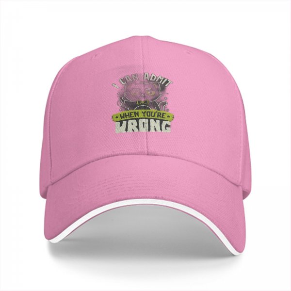 Black baseball cap with funny admitting wrong cat graphic