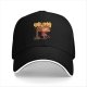 Black baseball cap with whimsical miso soup character graphic