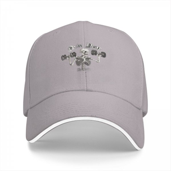 New Year Skeleton Lifting Dumbbells Black Baseball Cap