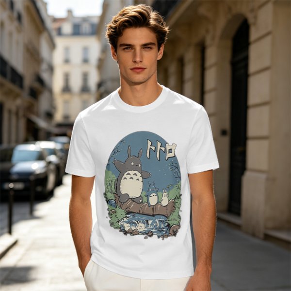 Totoro Forest Scene Graphic Tee for Anime Fans