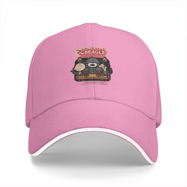 Black baseball cap with Dungeons Beagles tabletop gaming graphic